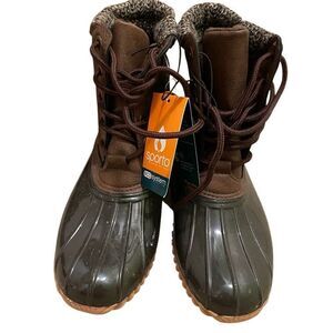 Sporto Womens Diana Duck Boot 6.5M Faux Fur Short Rain Wellies Water Resistant